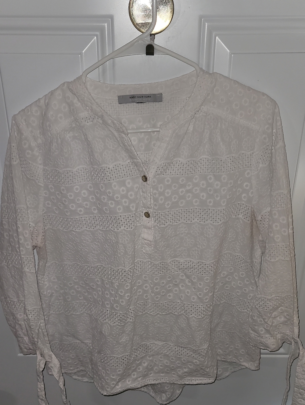 Marc New York White Hi-lo Eyelet Blouse